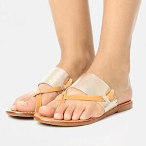 Soludos Slotted Thong Sandals Metallic Platinum Size 5.5